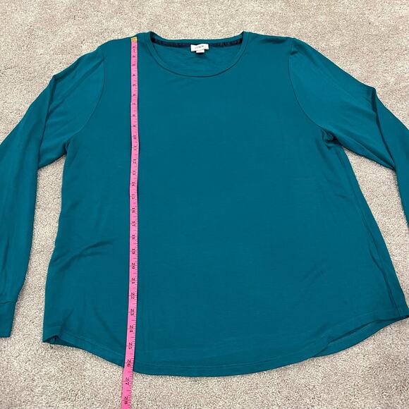 J Crew Womens Long Sleeve‎ Crewneck Top Bright Green/Blue Size XL - Picture 6 of 7
